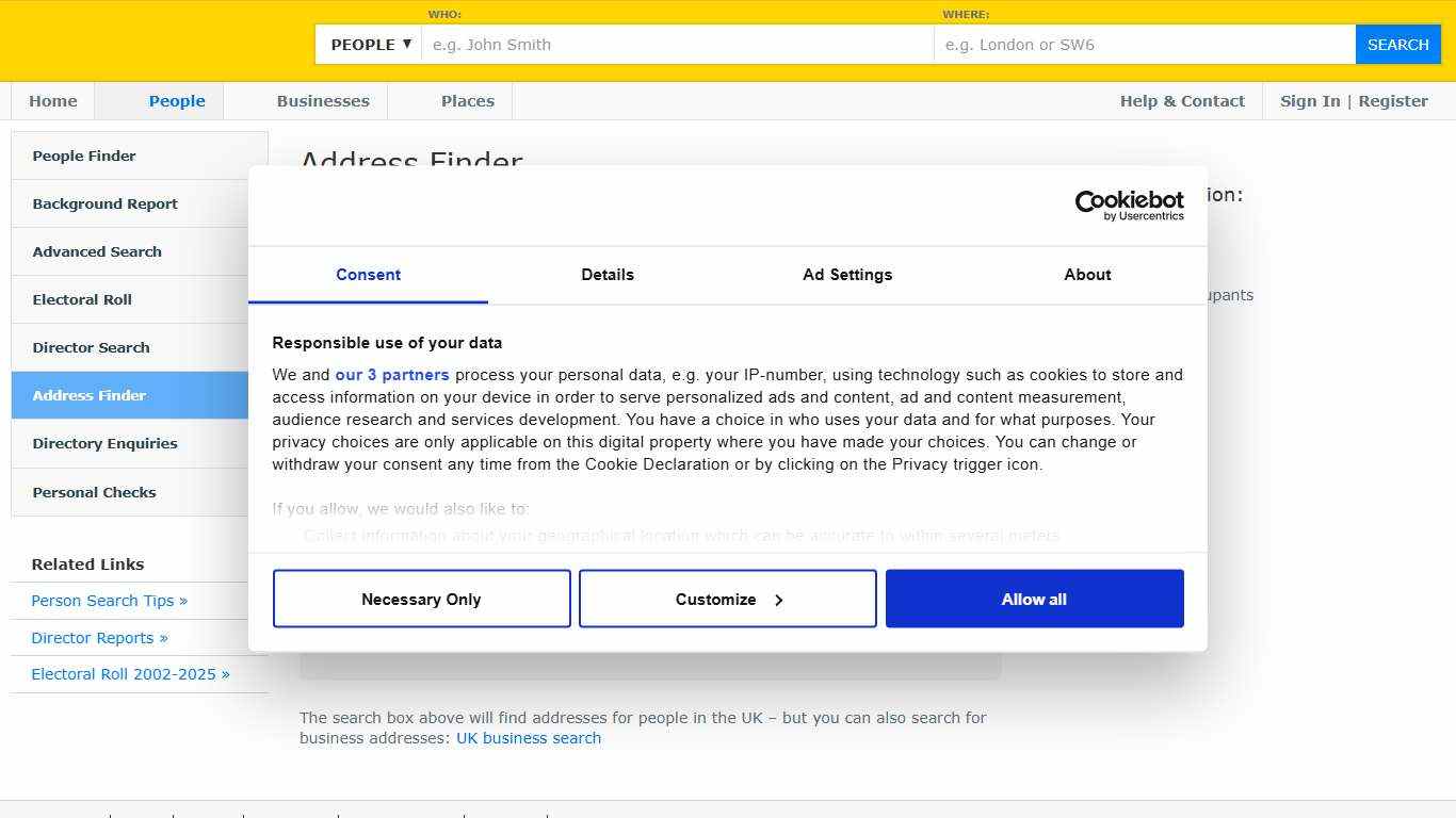 Address Finder - Address Search - 192.com
