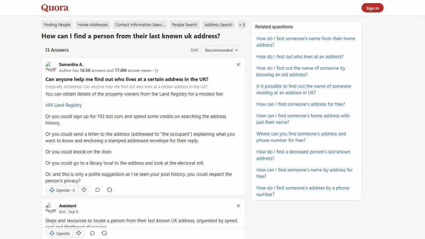 How to find a person from their last known uk address - Quora