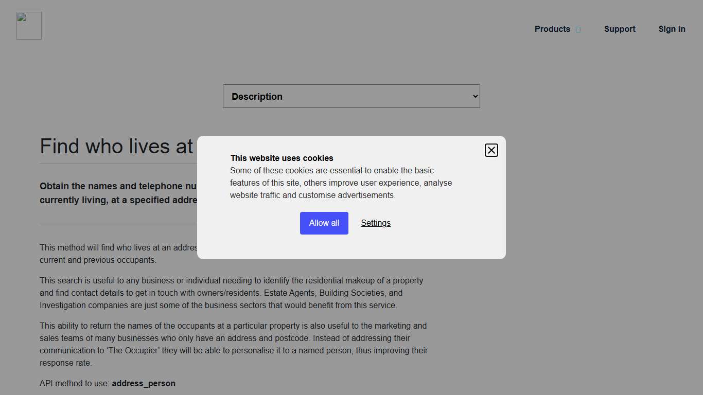 T2A API Documentation - Find who lives at an address